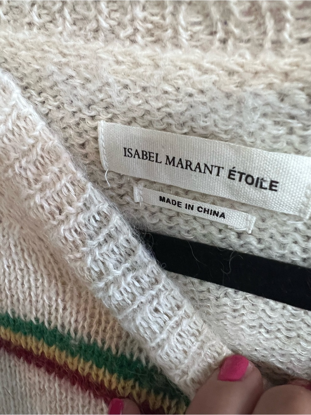 ISABEL MARANT ETOILE Cream Striped Alpaca/Wool Crewneck Sweater, 36/US S - Picture 12 of 13